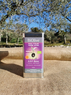 Huile d'olive AOP de Nyons (France). Récolte de l'hiver 2024 -2025 - Saveurs douces - Assaisonnement.