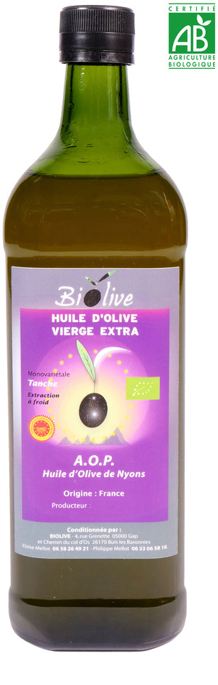Huile d'olive AOP de Nyons (France). Récolte de l'hiver 2024 -2025 - Saveurs douces - Assaisonnement.
